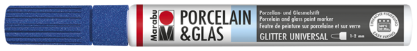Porcelain & Glas Painter 1-2mm, glitrová modrá safír