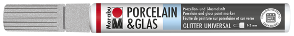 Porcelain & Glas Painter 1-2mm, glitrová strieborná