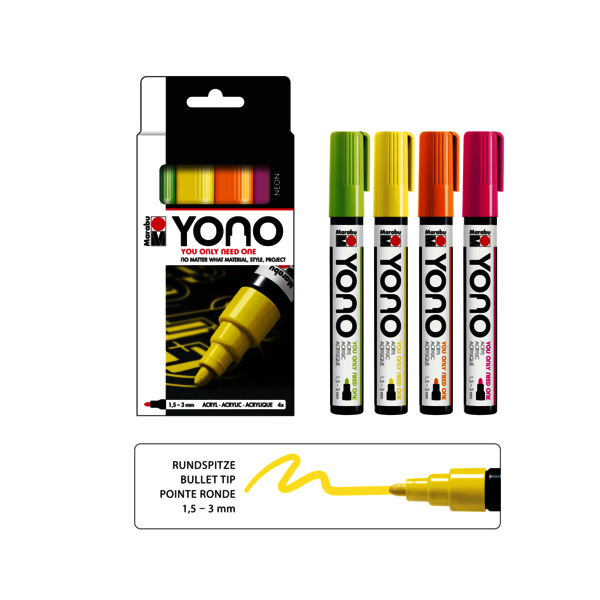 YONO Marker Set NEON 4 X 1,5-3 mm, súprava